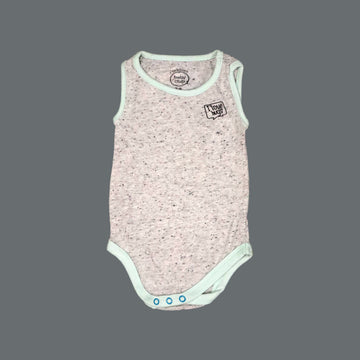 I LOVE HUGS PRINT HALF BODY SLEEVES LESS ROMPER